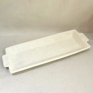 Ed Langbein Designed Serving Tray Asparagus Plate Rustic Burlap Textured Italy